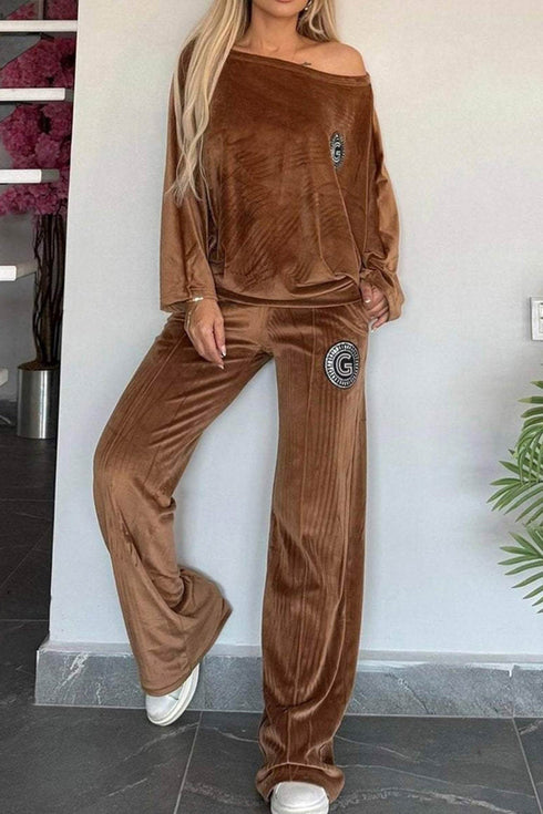 'Fauna' Long Sleeve Top and Pants Set - Celes Fashion